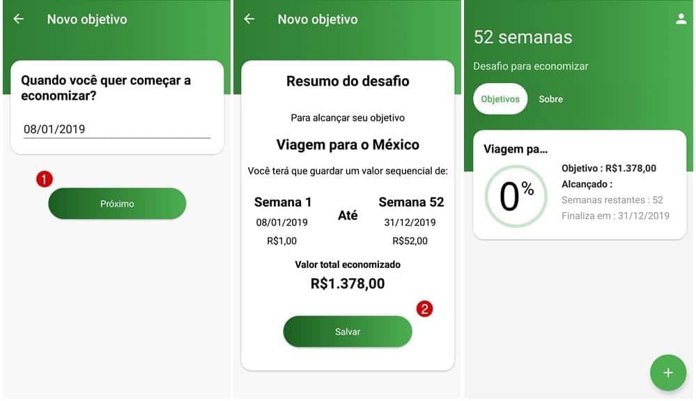 Outras configurações do desafio para poupar dinheiro no app da Mobills