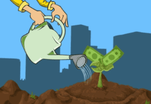 Figura de pessoa regando planta simbolizando o tema Investir em CDB e RDB