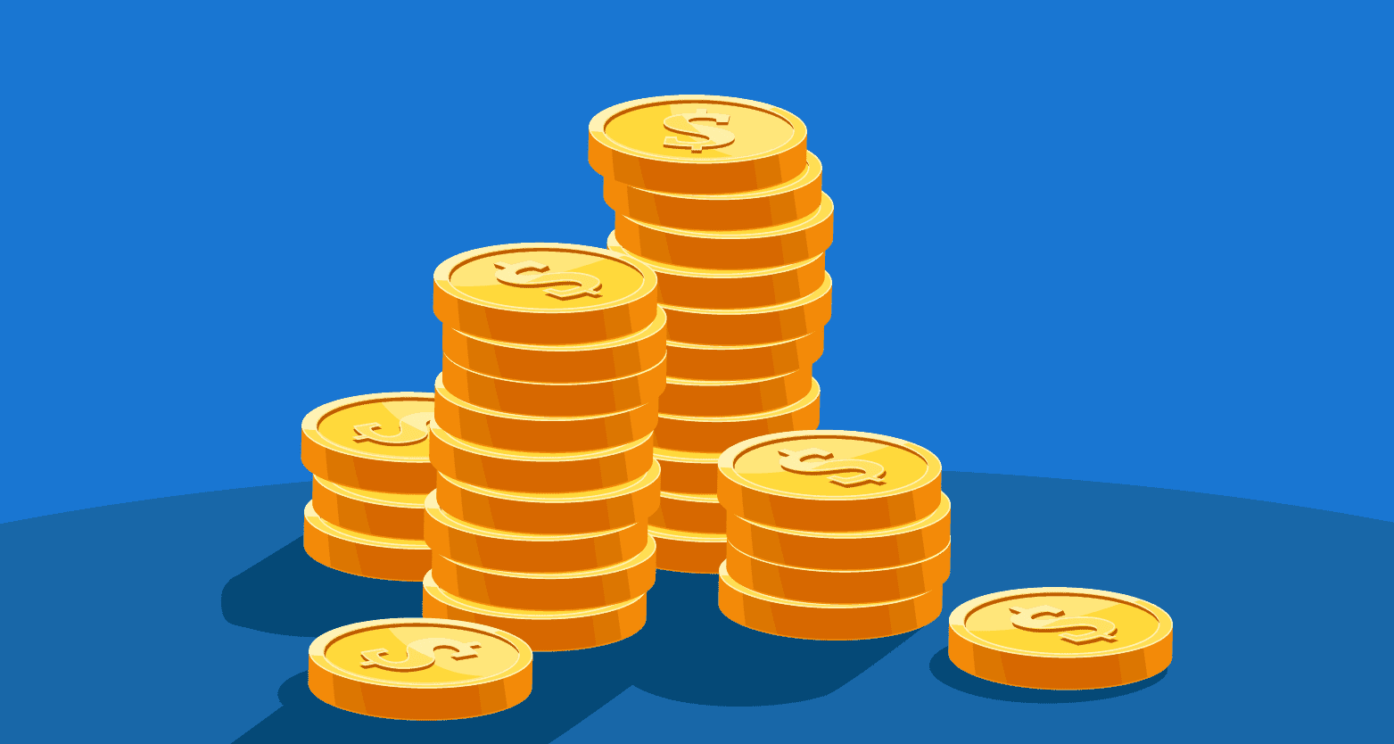 Pilhas crescentes de moedas