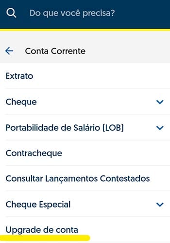 upgrade conta facil banco do brasil