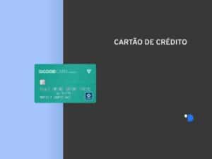 template com imagem do Sicoobcard no meio da lateral esquerda e escrito cartão de crédito no lado superior direito