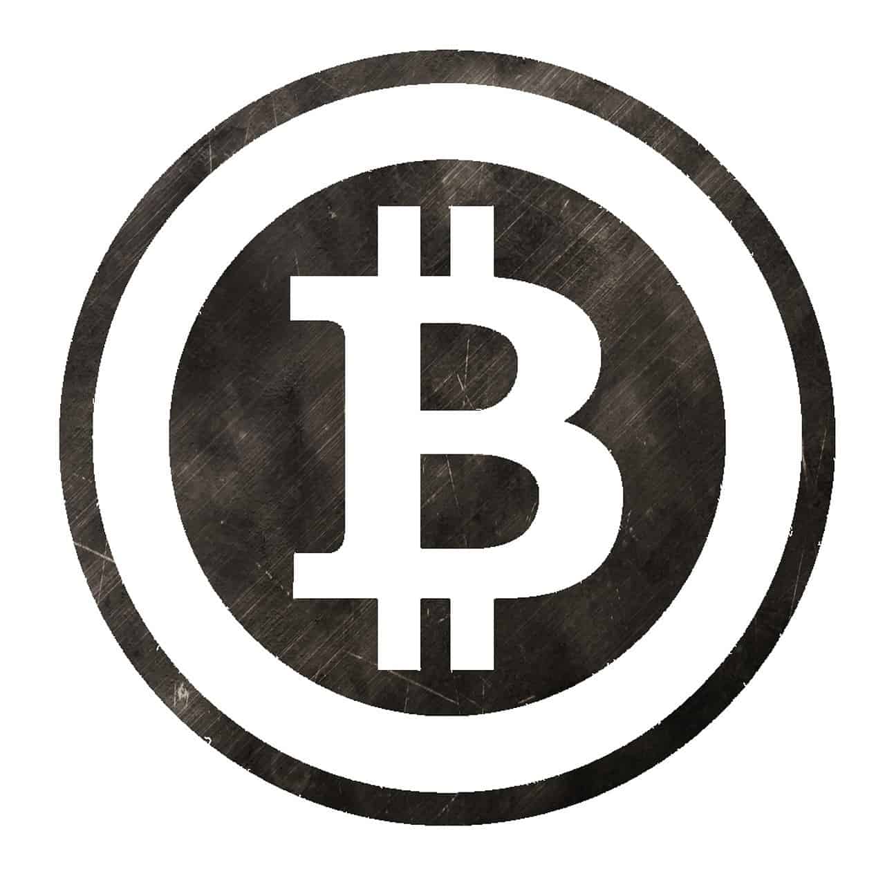 símbolo do bitcoin em preto e branco