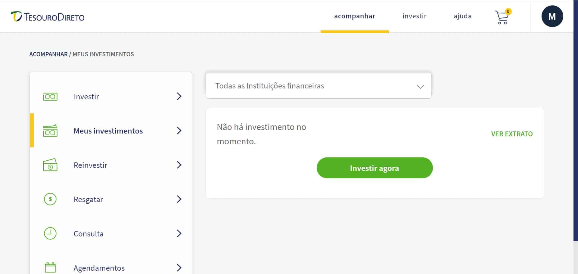 captura de tela do portal do investidor