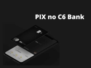 Imagem de um celular com a conta do c6 bank aberta, um cartão c6 black logo acima e a frase 