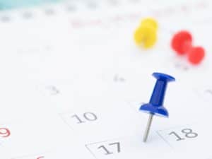 pino marcando um dia no calendário representando o prazo da prescrição de dívida