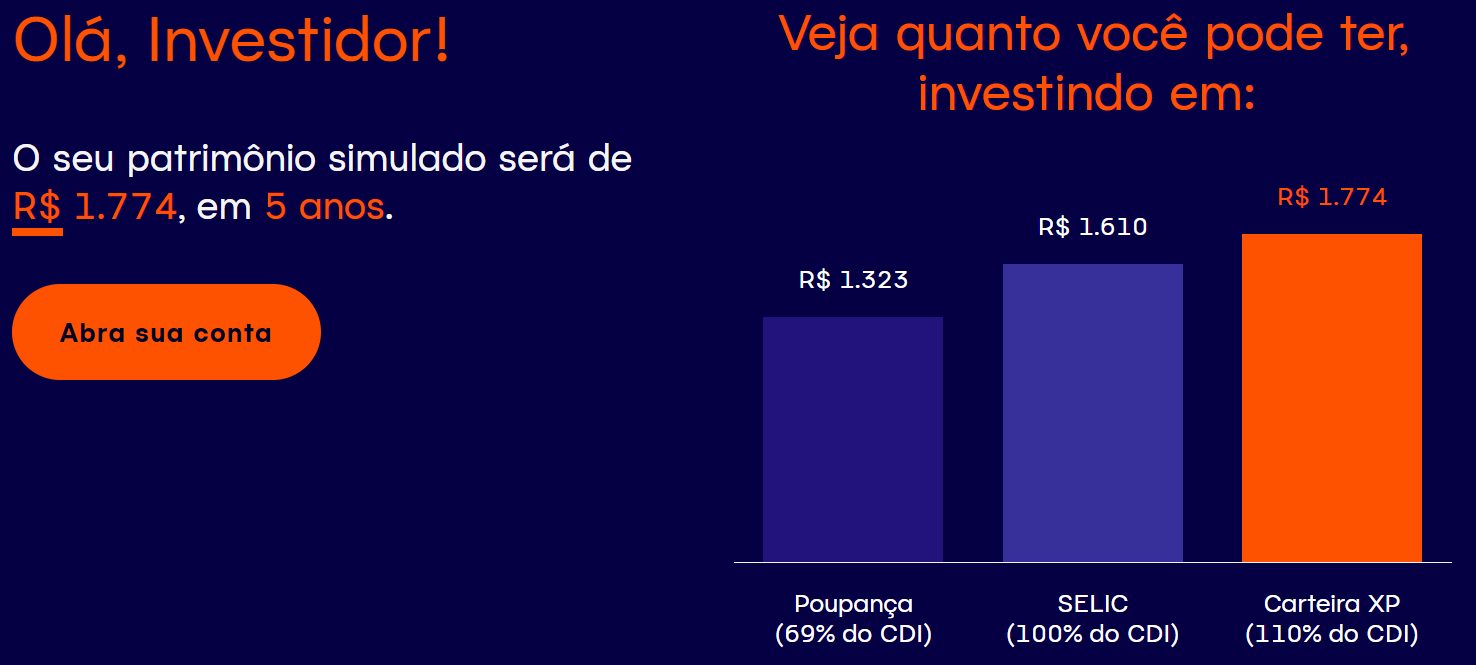 captura de tela do simulador de investimentos da Rico