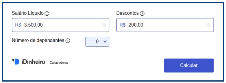 exemplo de cálculo de salário bruto utilizando a calculadora idinheiro